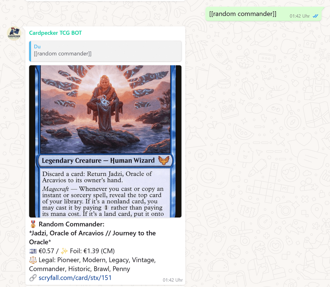 Random commander with full details and legality
